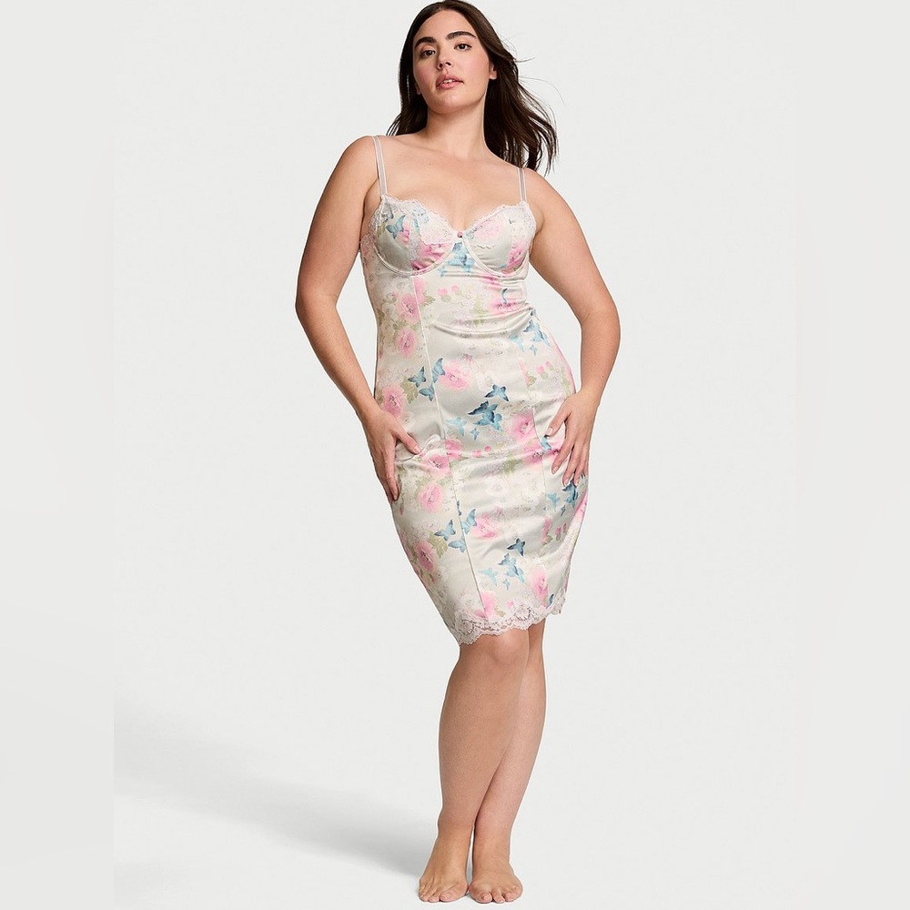 VICTORIA'S SECRET Wicked Satin Lace-Trim Slip Dress size XL NWT retail$120 - Picture 1 of 10